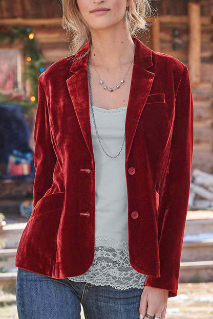 Robe élégante | Blazer court en velours rouge