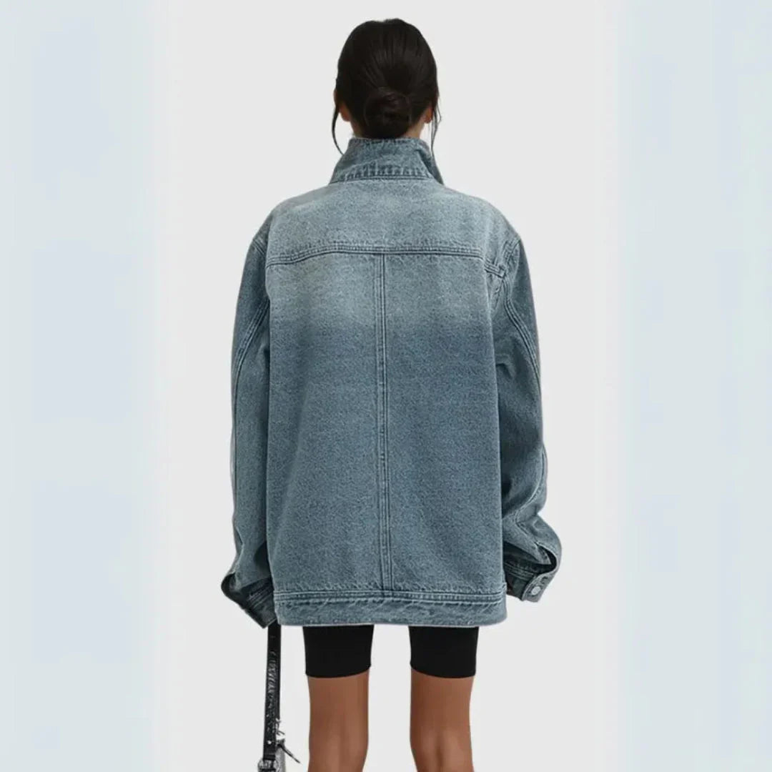 Modische Asymmetrische Jeansjacke Damen - IdealeKleiden