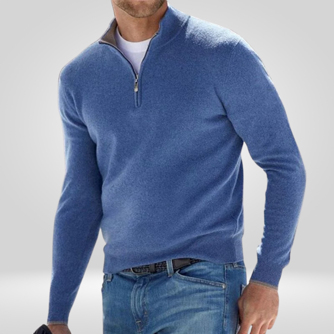 Pull en tricot pour homme, décontracté, chaud, demi-zip