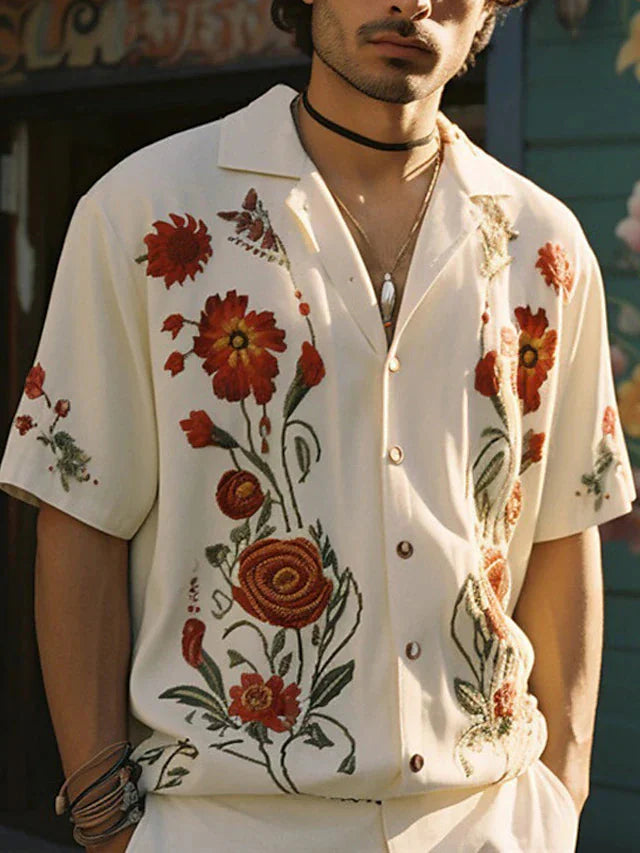 Chemise homme style vintage imprimée coupe décontractée