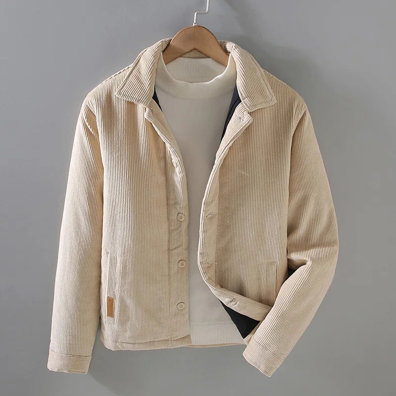 Veste homme en velours côtelé style rétro doublée