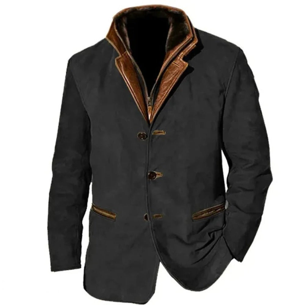 Veste en cuir homme style rétro décontracté