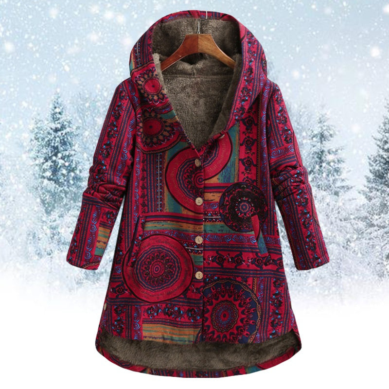 Manteau d'hiver bohème imprimé floral femme