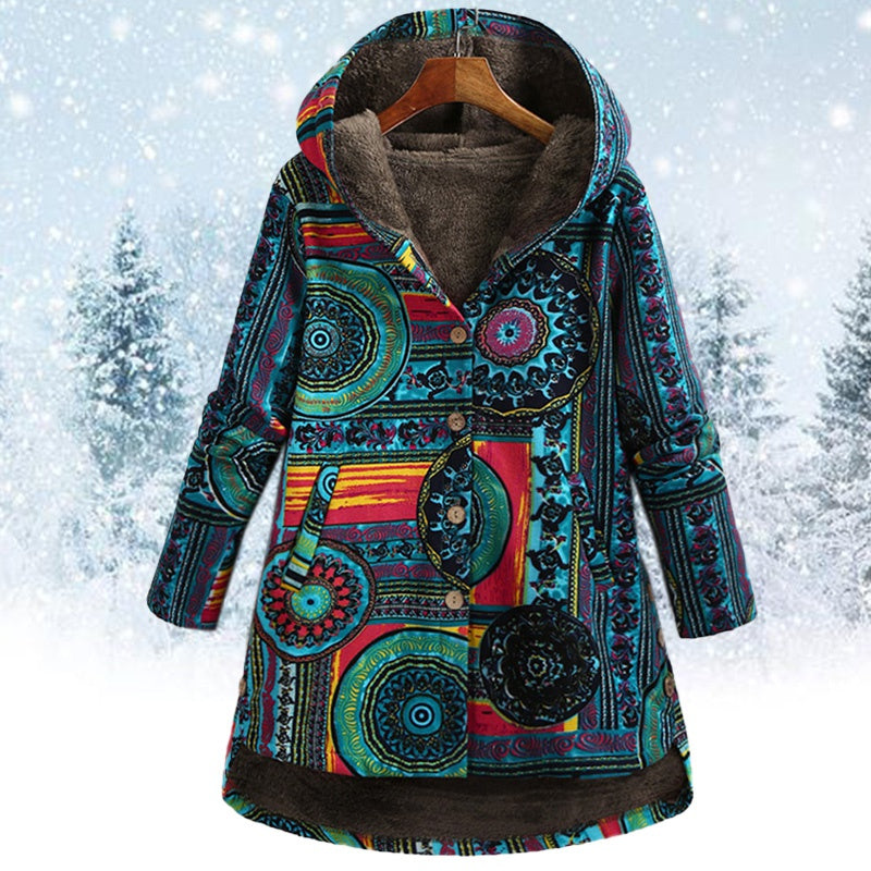 Manteau d'hiver bohème imprimé floral femme