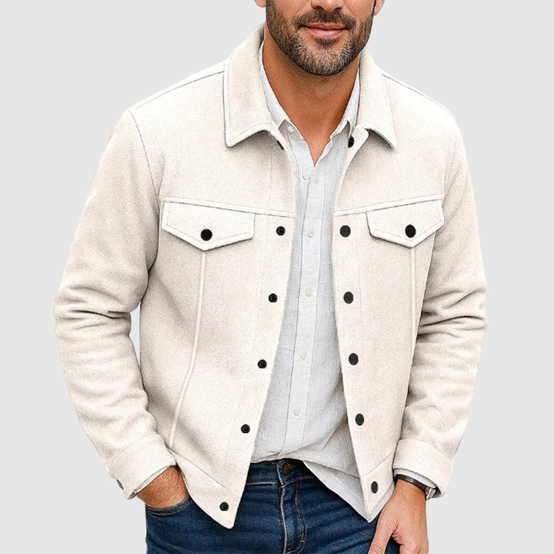 Blouson en cuir élégant pour femme, design boutonné