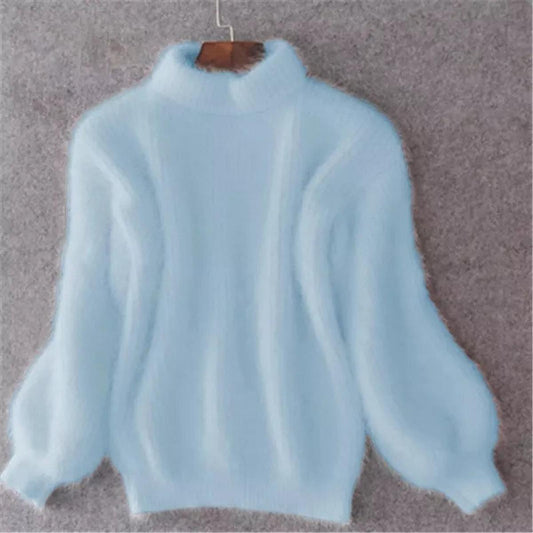 Weicher Angora Pullover Damen Lässig - IdealeKleiden
