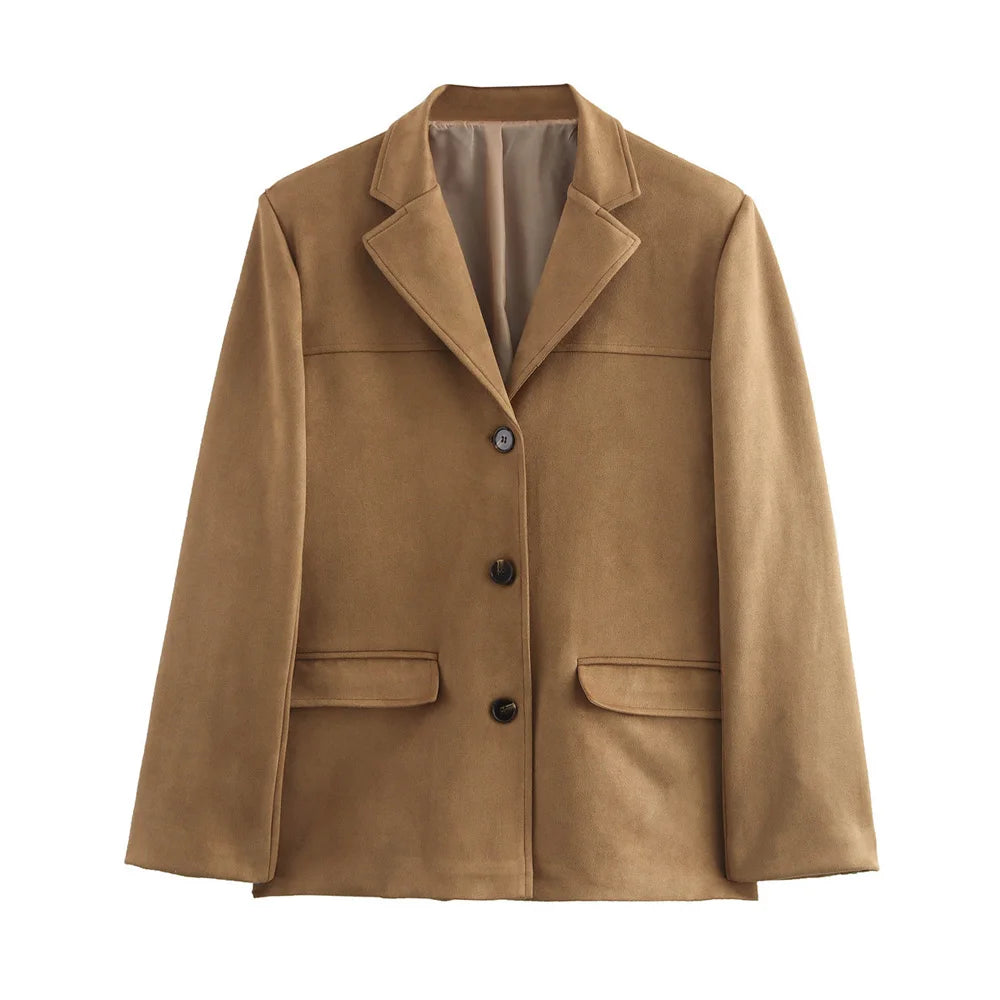 Veste en cuir élégante marron - Daim de haute qualité pour l'automne