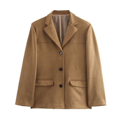 Veste en cuir élégante marron - Daim de haute qualité pour l'automne