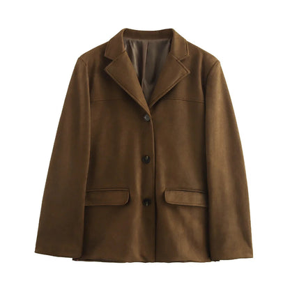 Veste en cuir élégante marron - Daim de haute qualité pour l'automne
