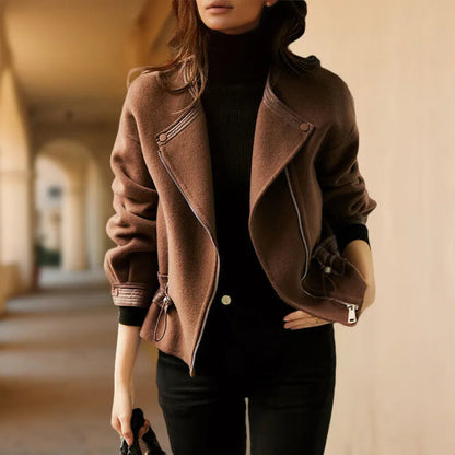 Manteau oversize en cachemire asymétrique à fermeture éclair