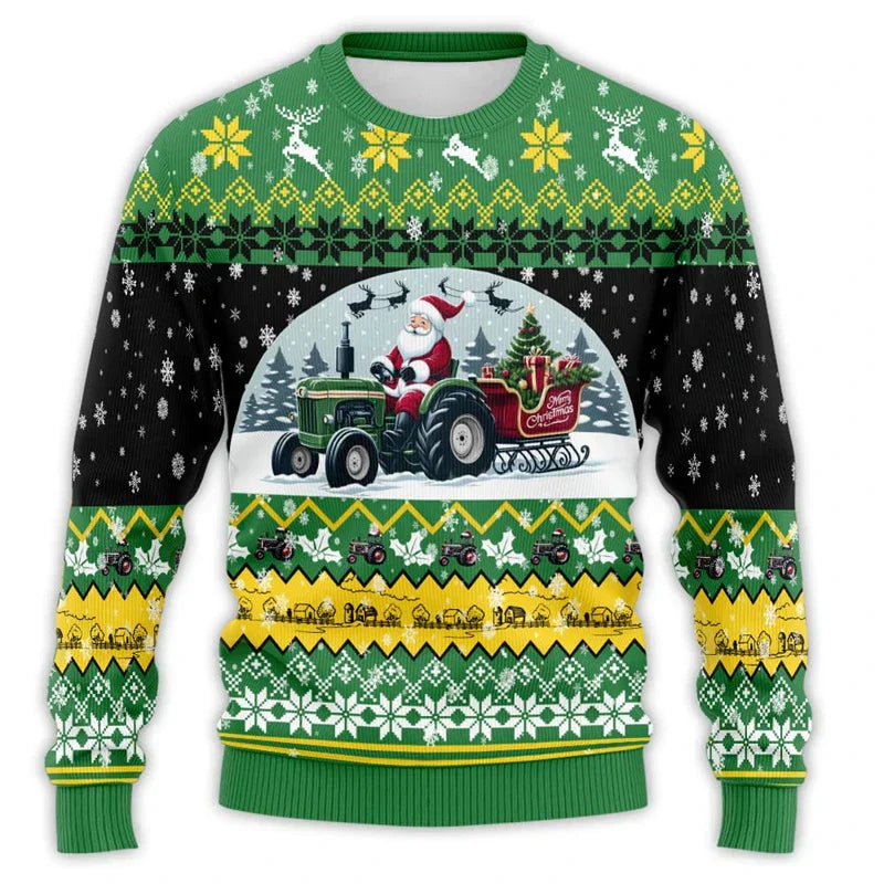 Pull de Noël motif tracteur – Pull confortable pour homme