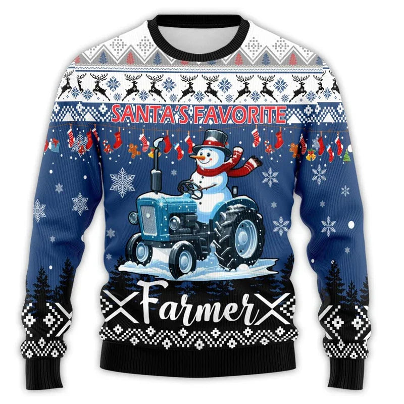 Pull de Noël motif tracteur – Pull confortable pour homme