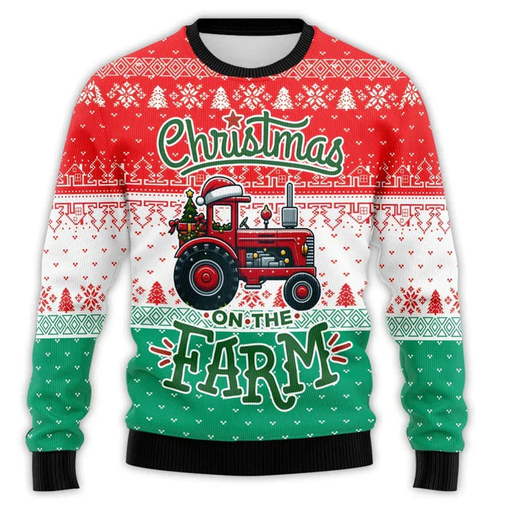 Pull de Noël motif tracteur – Pull confortable pour homme