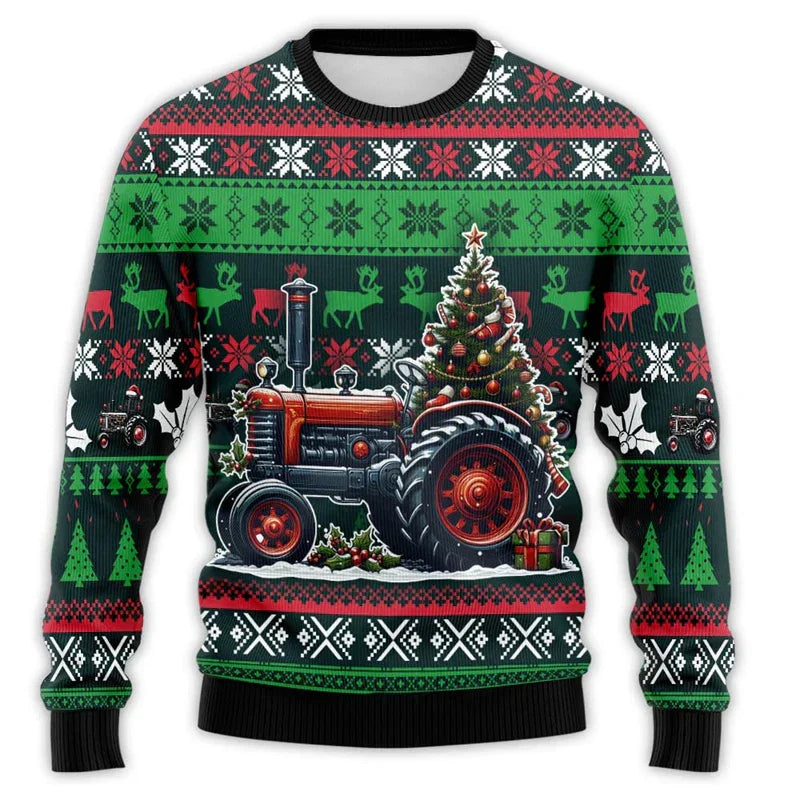 Pull de Noël motif tracteur – Pull confortable pour homme