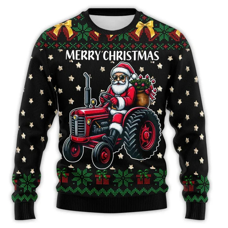 Pull de Noël motif tracteur – Pull confortable pour homme