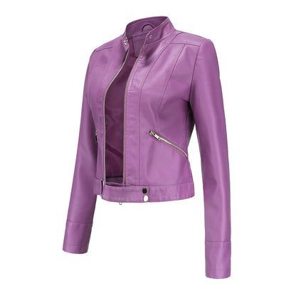 Blouson en cuir femme élégant Manteau en cuir
