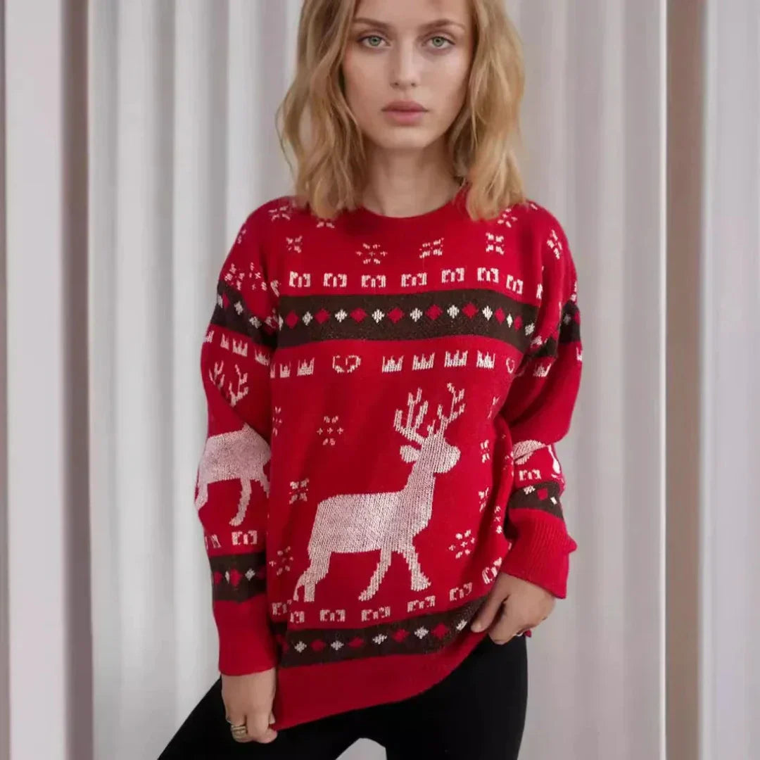 Pull de Noël Femme Drôle Renne Chandail