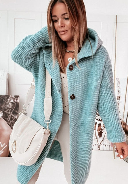 Veste d'hiver douillette Cardigan à manches longues avec boutons