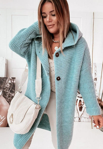 Veste d'hiver douillette Cardigan à manches longues avec boutons