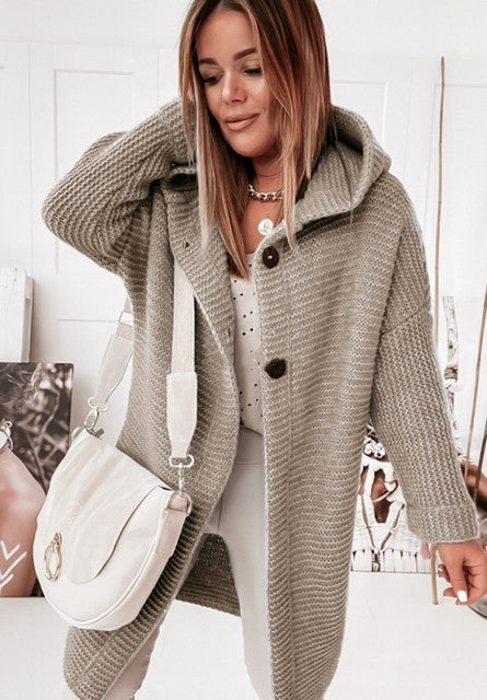 Veste d'hiver douillette Cardigan à manches longues avec boutons