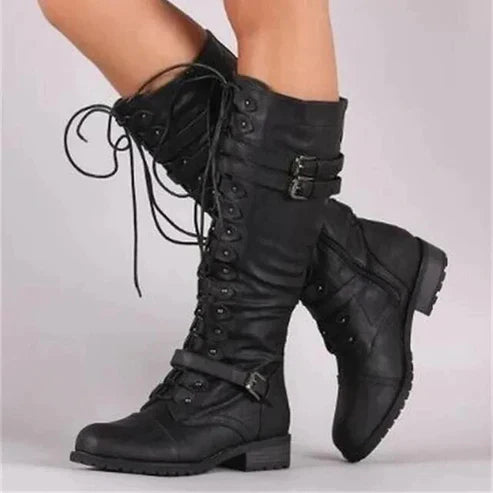 Bottes steampunk mi-hautes aspect cuir
