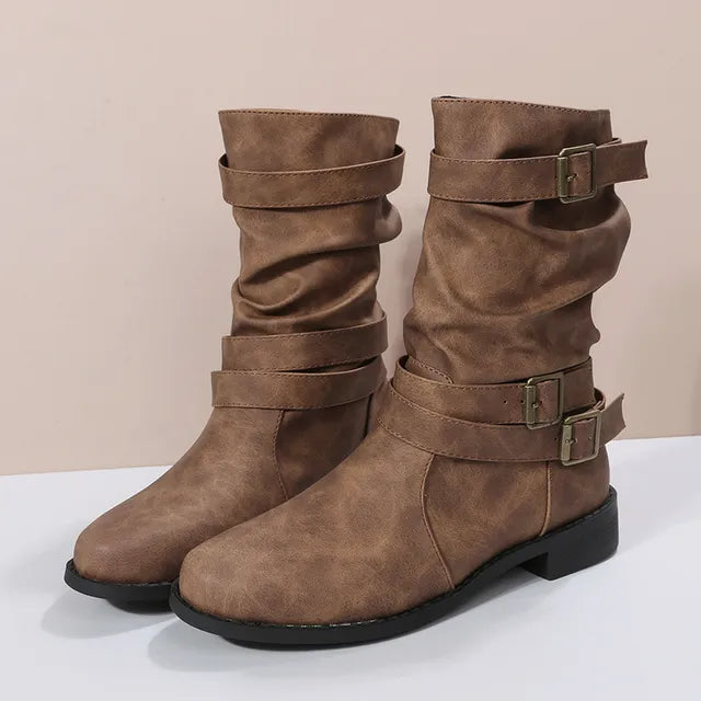 Stilvolle Kniehohe Stiefel Retro-Look - IdealeKleiden