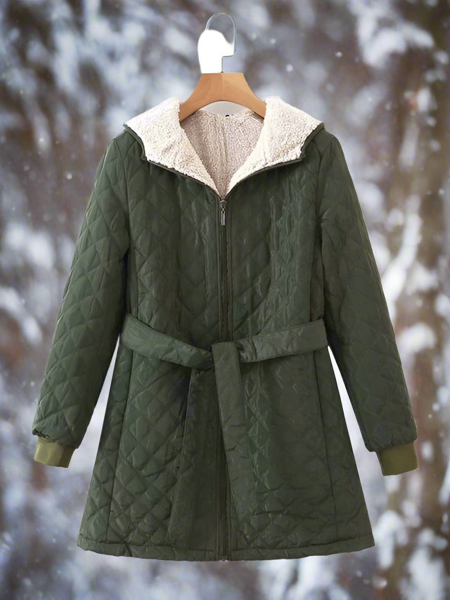 Parka d'hiver matelassé long à capuche