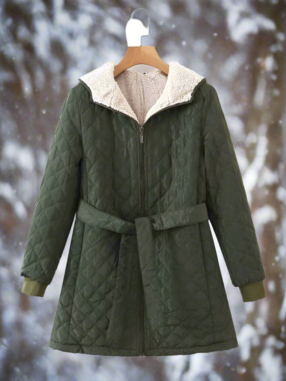 Parka d'hiver matelassé long à capuche