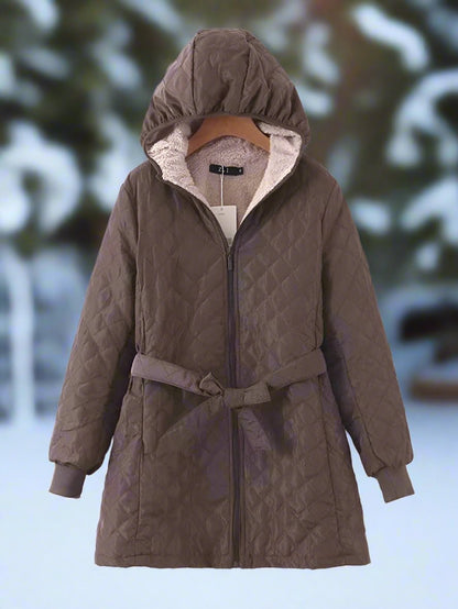 Parka d'hiver matelassé long à capuche