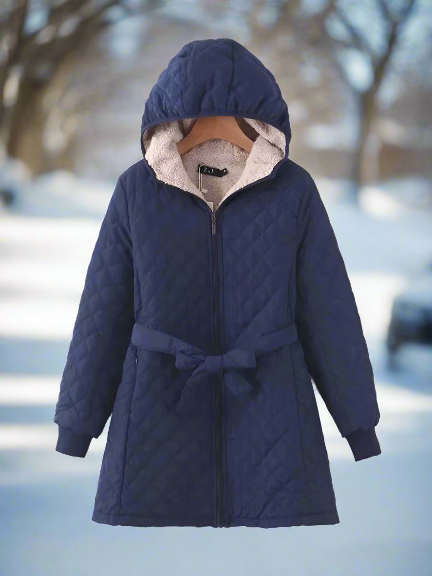Parka d'hiver matelassé long à capuche