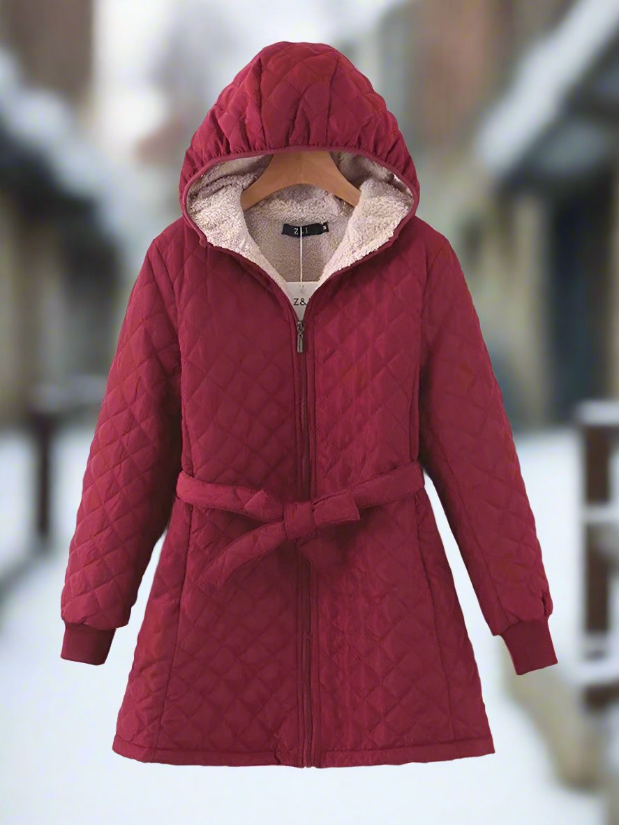 Parka d'hiver matelassé long à capuche
