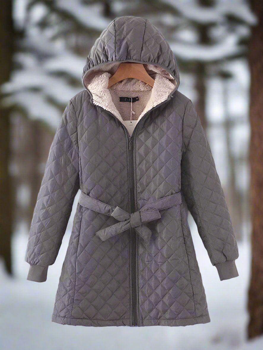 Parka d'hiver matelassé long à capuche