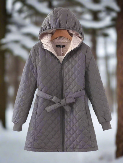 Parka d'hiver matelassé long à capuche