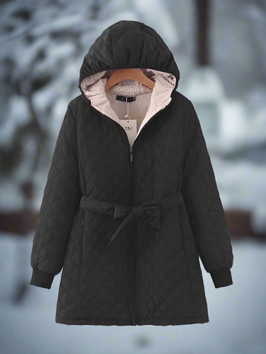Parka d'hiver matelassé long à capuche