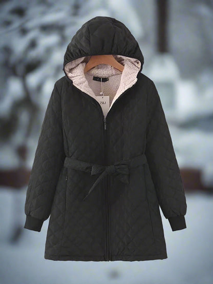 Parka d'hiver matelassé long à capuche