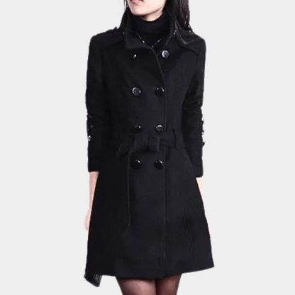 Élégant manteau d'hiver pour femme avec ceinture