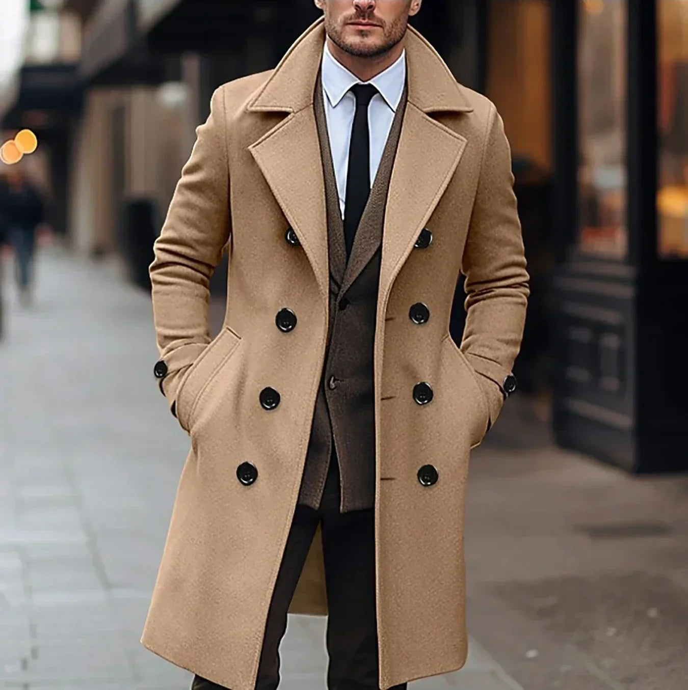 Manteau en laine pour homme Chaud Hiver