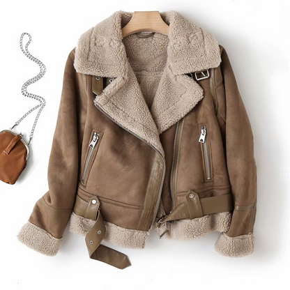Blouson en cuir style motard asymétrique