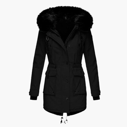 Doudoune longue d'hiver pour femme avec capuche, chaude et confortable