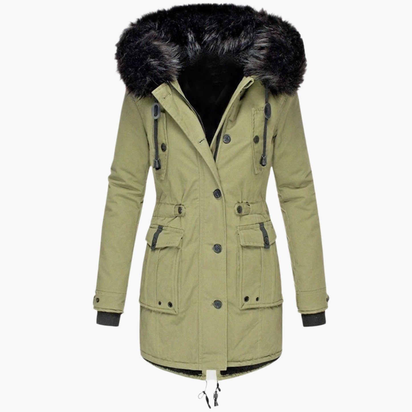Doudoune longue d'hiver pour femme avec capuche, chaude et confortable