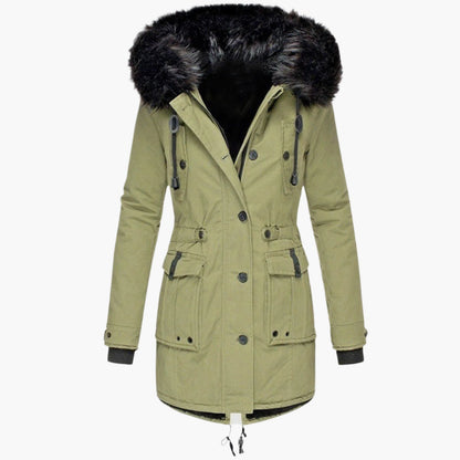 Doudoune longue d'hiver pour femme avec capuche, chaude et confortable