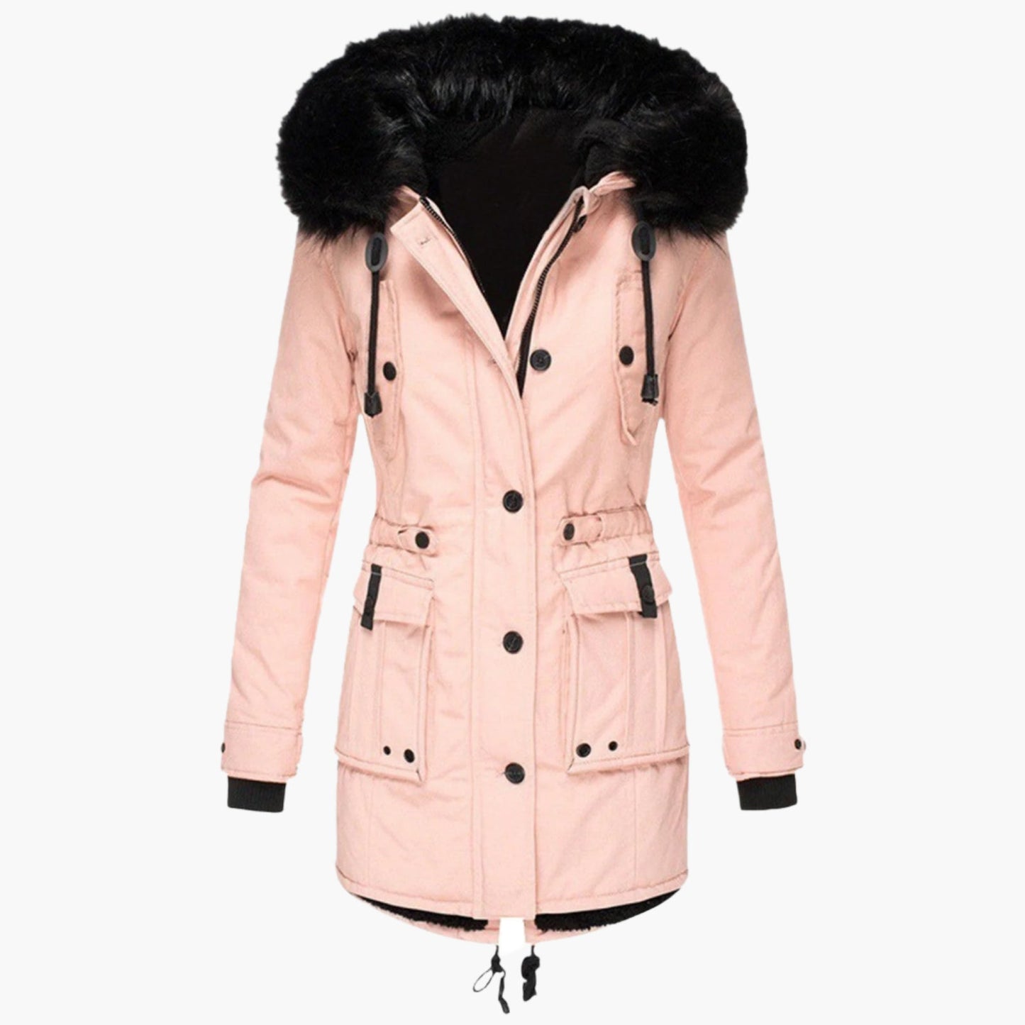 Doudoune longue d'hiver pour femme avec capuche, chaude et confortable