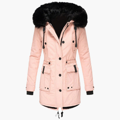 Doudoune longue d'hiver pour femme avec capuche, chaude et confortable