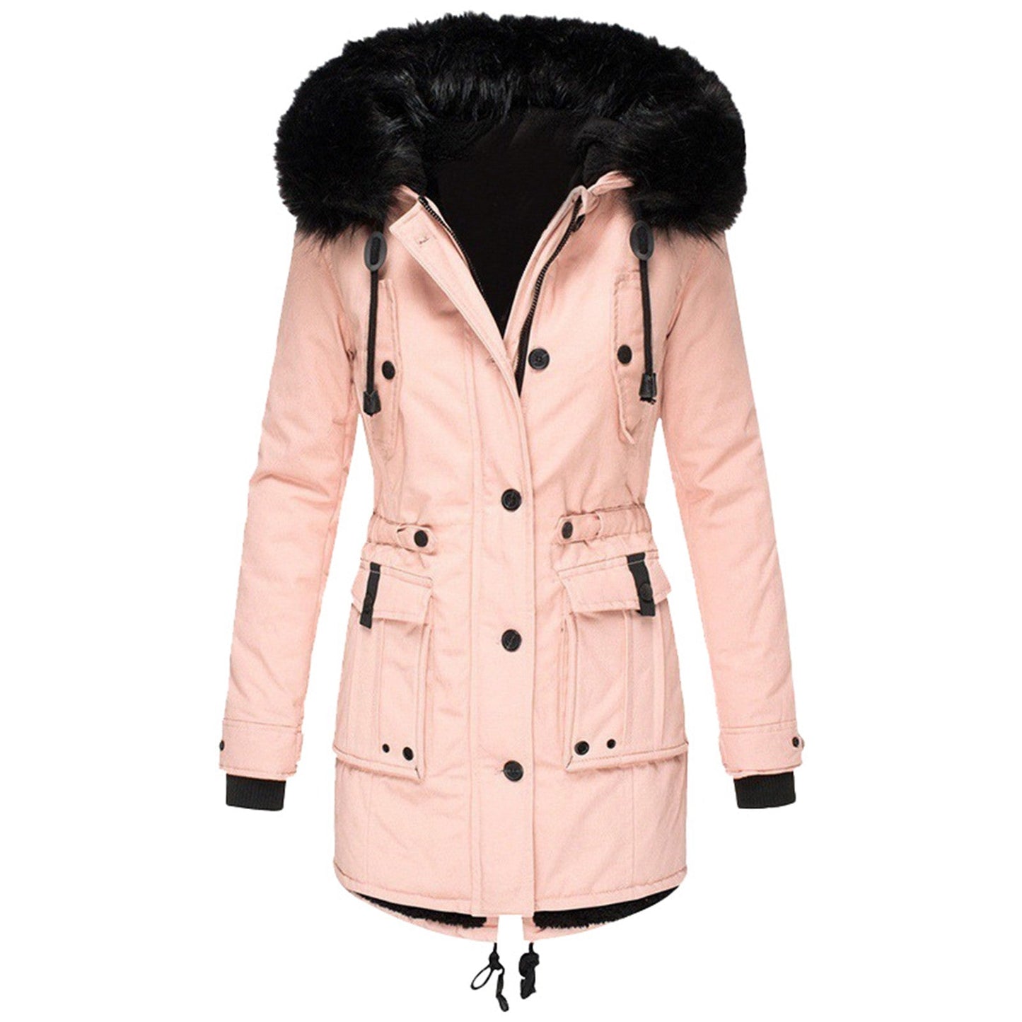 Manteau d'hiver stylé avec capuche et taille
