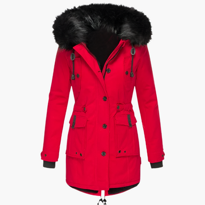 Doudoune longue d'hiver pour femme avec capuche, chaude et confortable