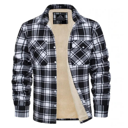 Manteau à carreaux élégant avec intérieur polaire doux