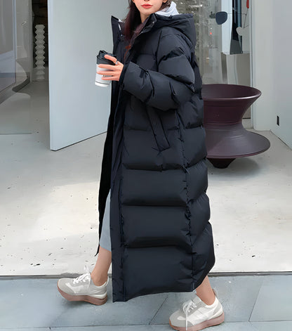 Manteau d'hiver long à capuche pour femme