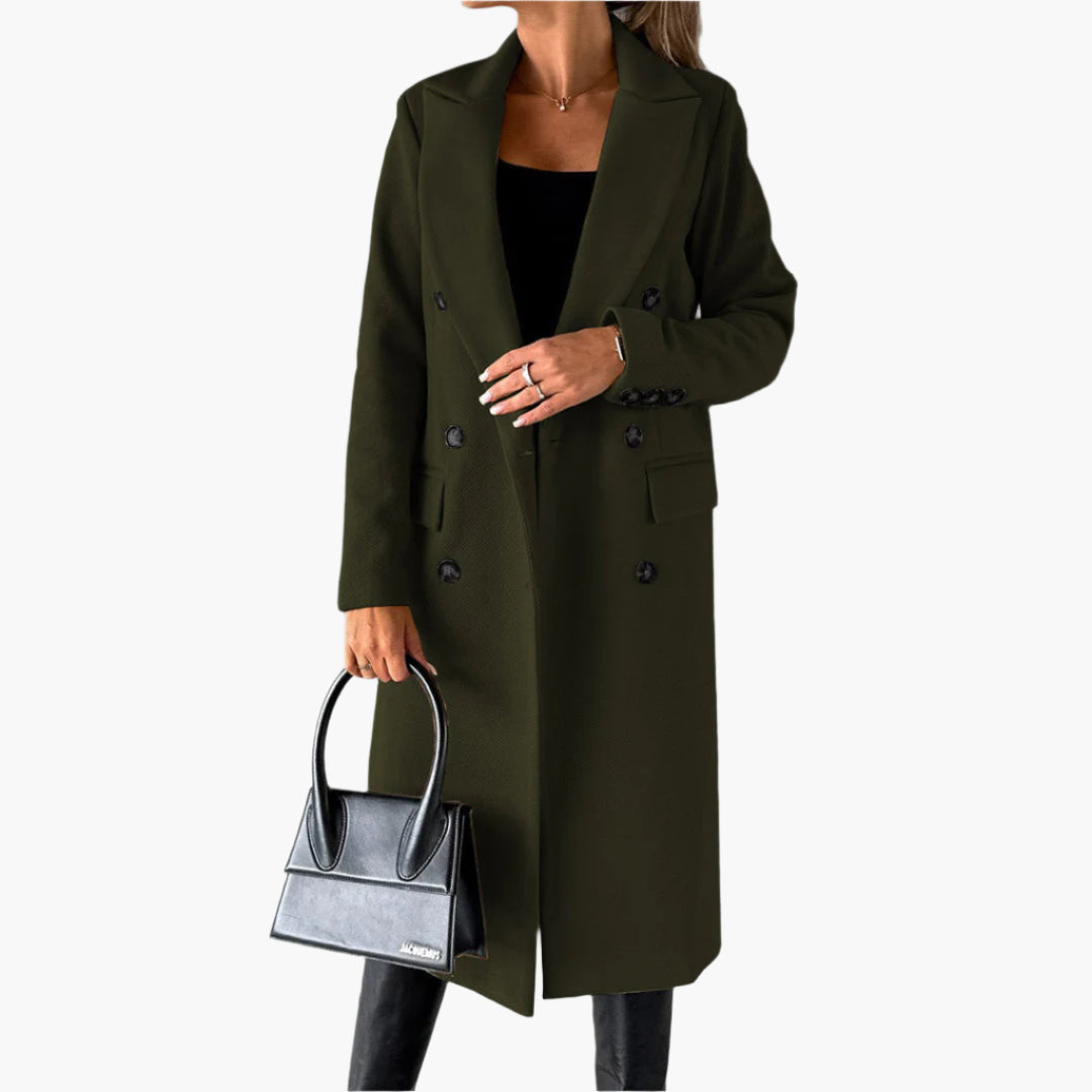 Manteau d'hiver long et élégant pour femme, coupe croisée classique