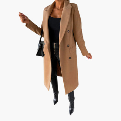 Manteau d'hiver long et élégant pour femme, coupe croisée classique