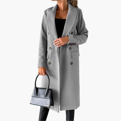 Manteau d'hiver long et élégant pour femme, coupe croisée classique